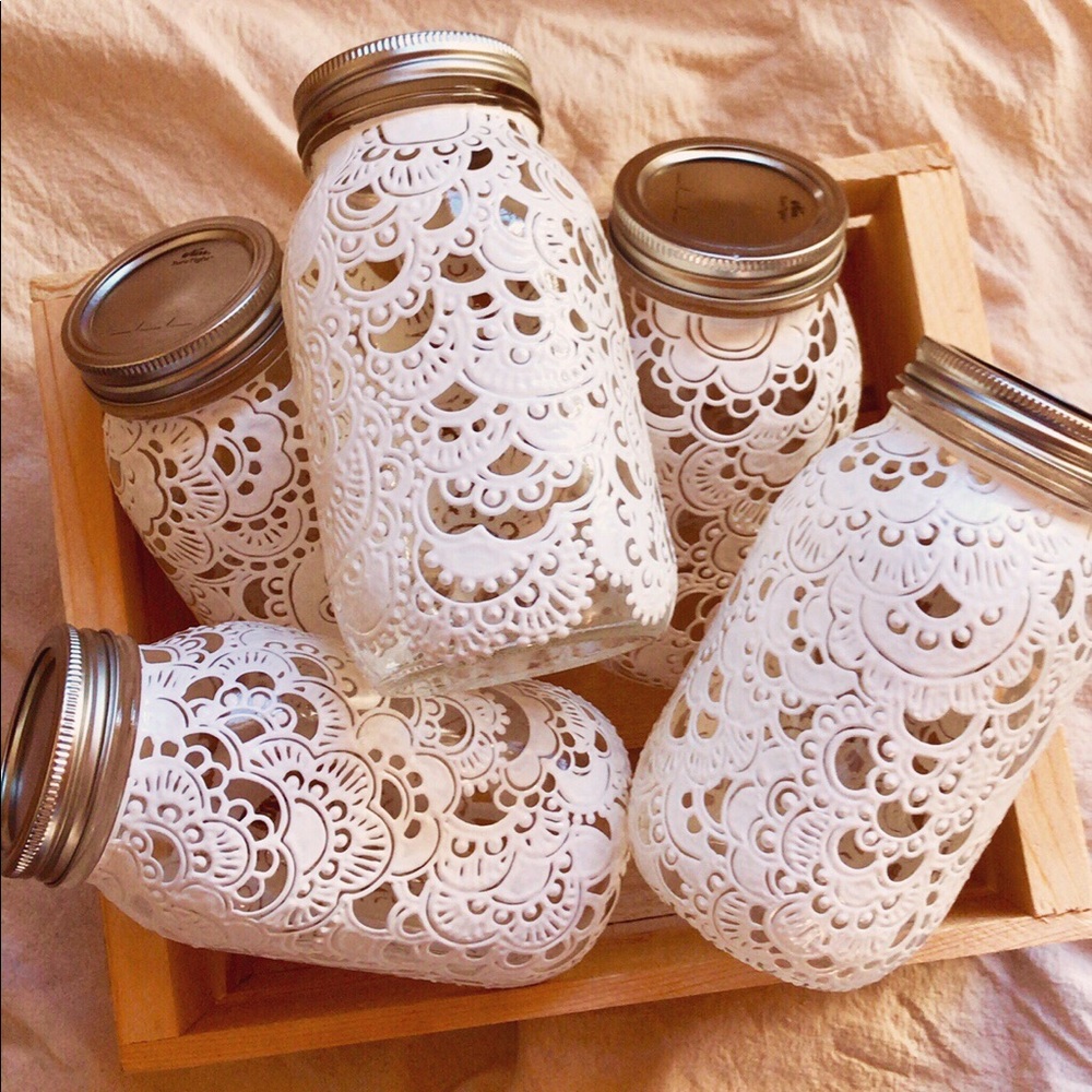 Hand painted mason jar.